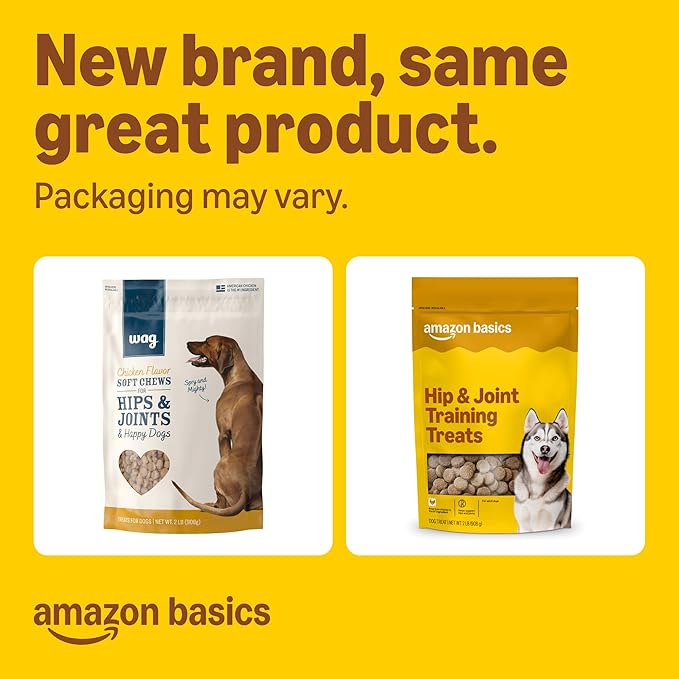 Amazon Basics Chicken Flavor Hip & Joint Training Treats for Dogs, 2 lb. Bag (32 oz) (Previously Wag)