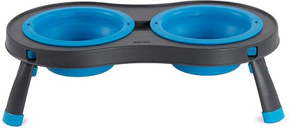 Dexas Pets Double Elevated Pet Feeder, Pro Blue, Small/1 Cup Capacity Bowls (PW1004322194)