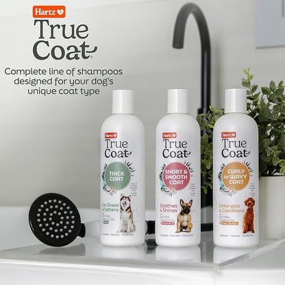 Hartz True Coat Short & Smooth Coat Dog Shampoo, 5 in 1 Soothes & Shines with Oat Milk, Coconut Oil & Vitamin E, 16 oz