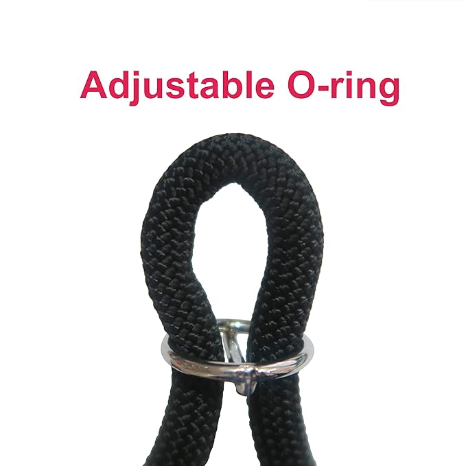 Braided Round Martingale Dog Collar, Training Collar with Slidable Stop Ring - Ideal for Medium/Large Dogs (M+(1/2") - 18" Long, Black)