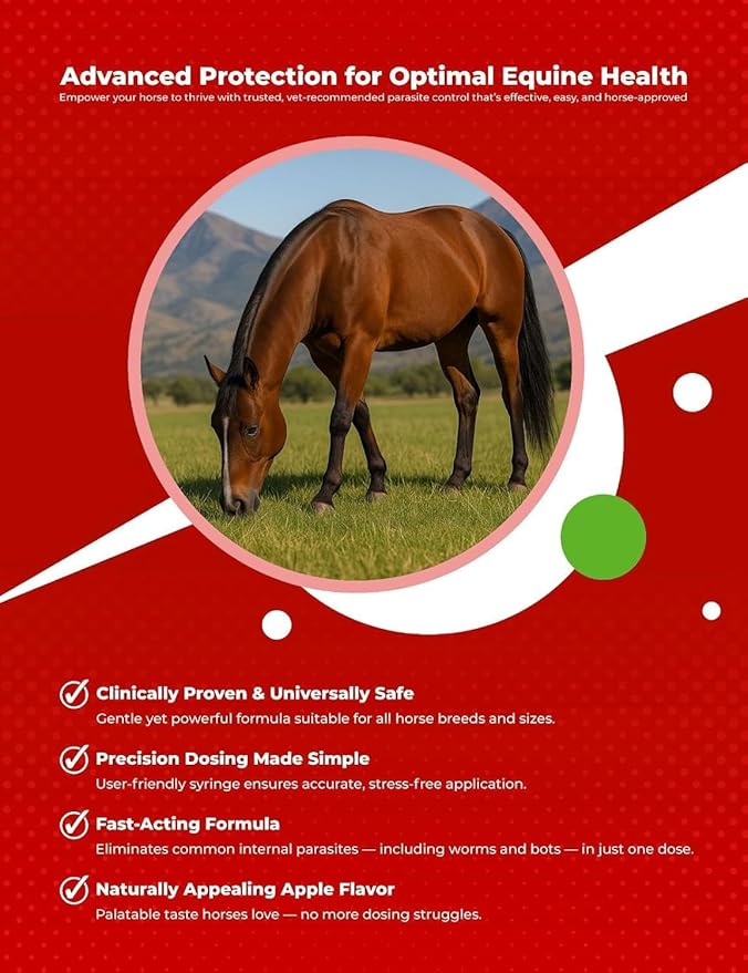 Ivermectin Paste 1.87% Only Use for Horses – Apple Flavor Oral Paste – 6.08g Syringe - Gel Dewormer for Horse - Safe for Equine of All Ages (3 - Pack)