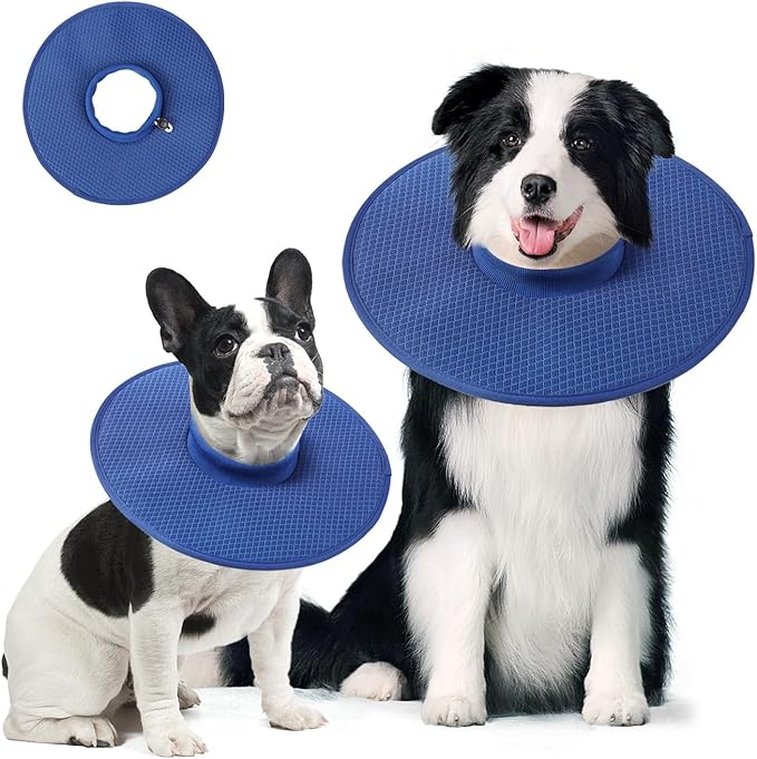 Dog Recovery Collar,Dog Soft Cone Collar Alternative After Surgery,Adjustable,Breathable E Collar for Large/Medium/Small Dogs Cats,Blue L