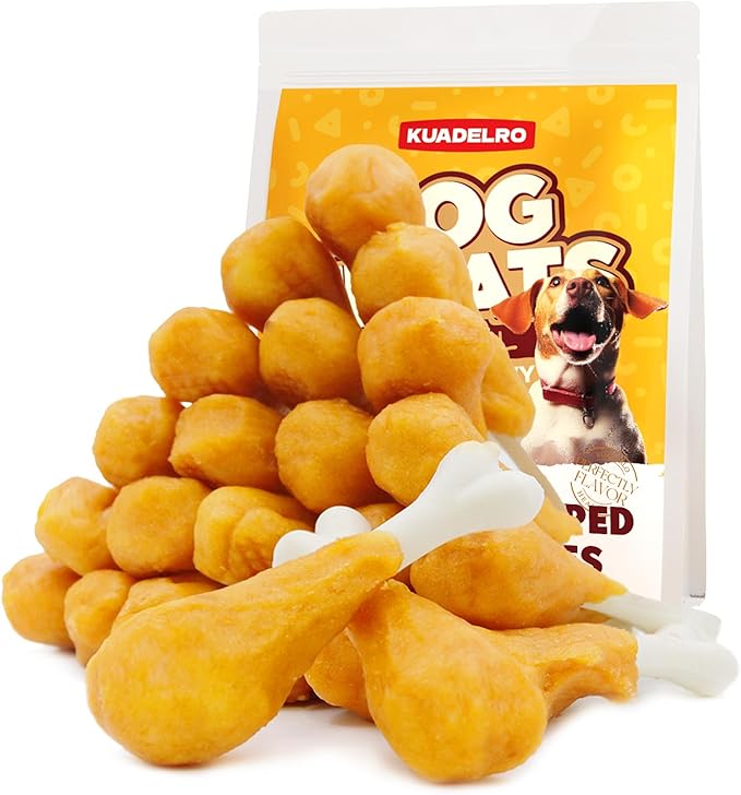 Dog Treats, Chicken Wrapped Calcium Bones Rawhide-Free Grain-Free Dog Training Treats Teeth Cleaning Chews Long-Lasting Snacks for Medium and Large Breed 10.58oz