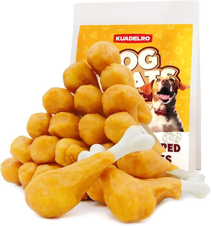 Dog Treats, Chicken Wrapped Calcium Bones Rawhide-Free Grain-Free Dog Training Treats Teeth Cleaning Chews Long-Lasting Snacks for Medium and Large Breed 10.58oz