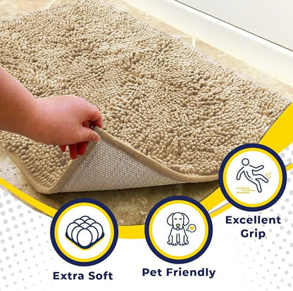 Muddy Mat® | Super Absorbent Door Mat Indoor, Microfiber Quick Dry Chenille Entryway Rug, Non-Slip Front Door Mat, Indoor Mats for Entryway, Machine Washable Pet Rug, Beige 59"x24"
