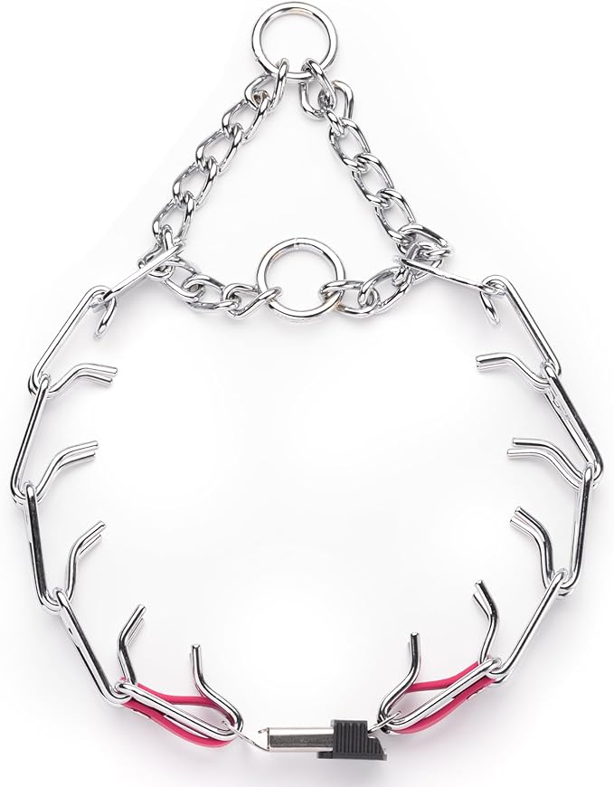 Herm Sprenger Chrome Plated Steel Dog Collar with Quick Release ClicLock Buckle O-Ring Biothane Insert Training Collar Made in Germany (Passionfruit Pink, 25in x 4.0mm(Neck Size up to21-22in))