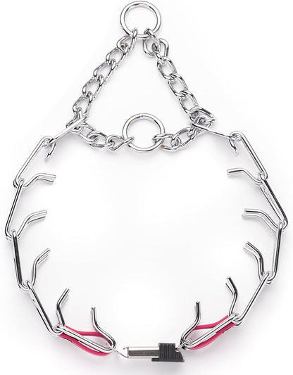 Herm Sprenger Chrome Plated Steel Dog Collar with Quick Release ClicLock Buckle O-Ring Biothane Insert Training Collar Made in Germany (Passionfruit Pink, 25in x 4.0mm(Neck Size up to21-22in))