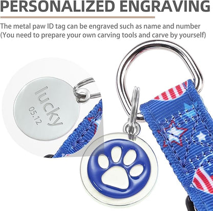 PUPTECK No Pull Dog Harness Soft Adjustable Basic Nylon Step in Puppy Vest Outdoor Walking with ID Tag, American Flag, S