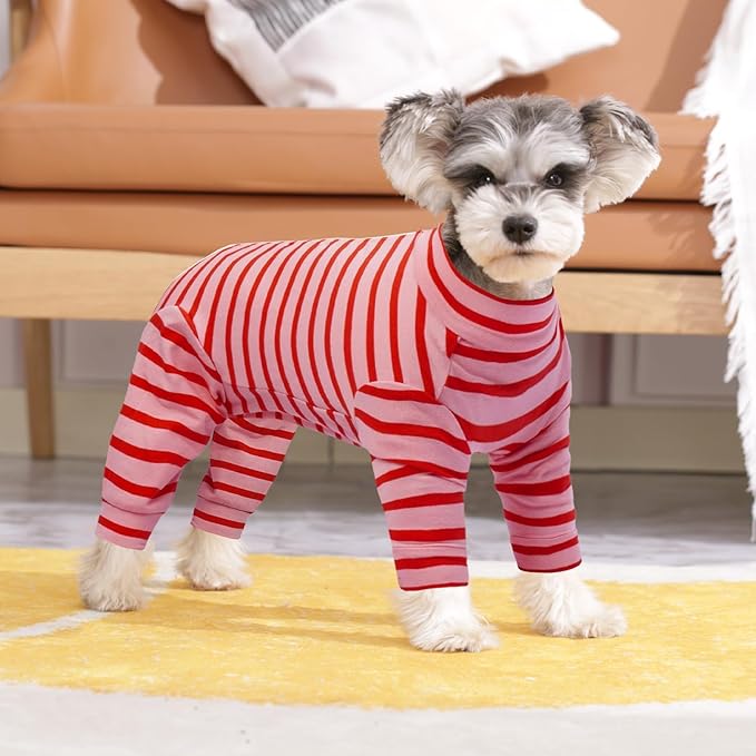 Kuoser Recovery Suit for Small Dogs After Surgery, Long Sleeve Dog Surgery Recovery Suit, Dog Onesie for Abdominal Wounds Skin Disease, Red S