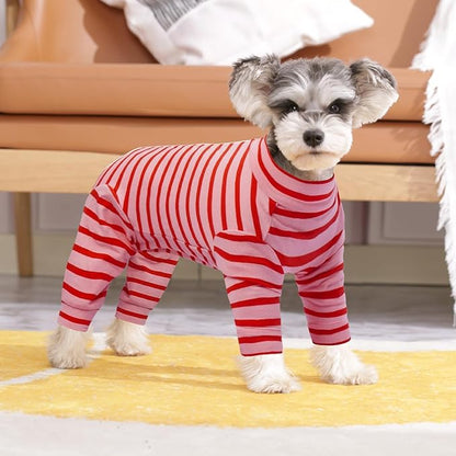 Kuoser Recovery Suit for Small Dogs After Surgery, Long Sleeve Dog Surgery Recovery Suit, Dog Onesie for Abdominal Wounds Skin Disease, Red S