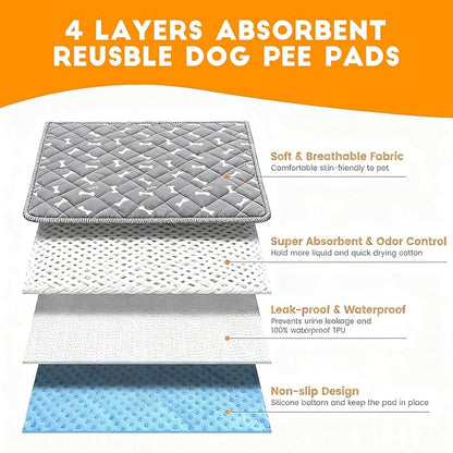 Puppy Pads with Pheromones, Washable Puppy Pee Pads for Dogs Reusable Puppy Pads for Dogs and Cats - Leak & Odor Proof, Non-Slip Base Training Pads for Home & Travel(with Pet Hair Removal Gloves)