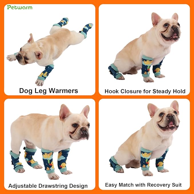 PetWarm Dog Recovery Sleeve 4pcs Set, Dog Leg Sleeve, Ideal for Comfort and Support During Pet Recovery, Suitable for Active or Support Recoverying Pet Use, Green, S
