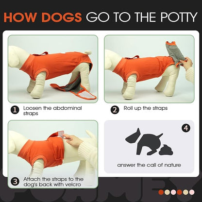 FUAMEY Dog Recovery Suit Male,Dogs Surgery Neuter Suits Puppy Spay Shirts for Female Protect Dog's Skin Anti Licking Abdominal Wounds Doggie Onesie Pet Bodysuit Alternative to Cone Orange XS