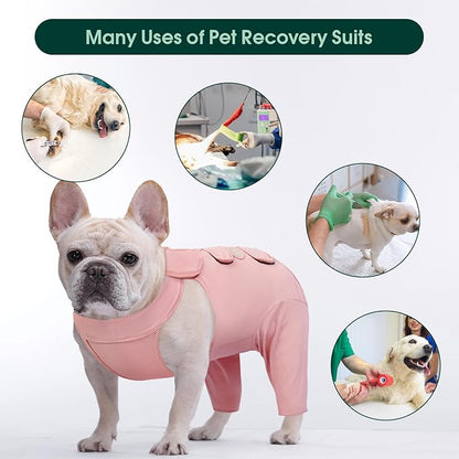 Kuoser Thigh Wound Protective Sleeve for Dogs, Dog Surgery Recovery Suit for Rear Legs, Dog Recovery Sleeve for Female Male Dogs, Dog Onesie After Surgery Pet Surgical Suit for Spay Neuter, Pink XS