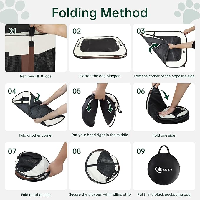 Dog Playpen,Cat Pet Puppy Pen,Portable Playpens for Dogs Indoor Outdoor Travel Camping Use,Foldable Dog Kennel Tent Crate for Rabbit Small Animals with Carrying Case (Brown, Medium)