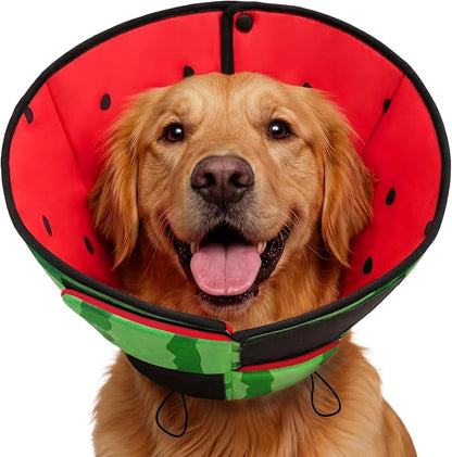 Queenmore XL Dog Cone, Soft Dog Cones for Large Dogs After Surgery, Cone for Dogs to Stop Licking, Pet Elizabethan Collar, Alternative to Recovery Collar for Pets, Watermelon XL