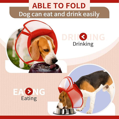 Allroaring Dog Cone Collar, Soft Dog Cones for Medium Dogs After Surgery, Adjustable Pet Cone for Dogs to Stop Licking, Breathable Doggie Elizabethan Collar for Wound Care Spay Neuter, Red M