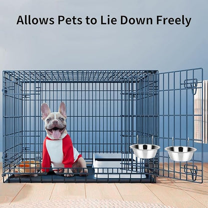 Fri4Free 2PCS Kennel Water Bowl Hanging,Stainless Steel Puppy Bowls for Small Dog Cage,Kennel, Crate, Catio Accessories,Dog Crate Water Bowl Dish Feeder Food Holder No Spill(8oz/1cup)