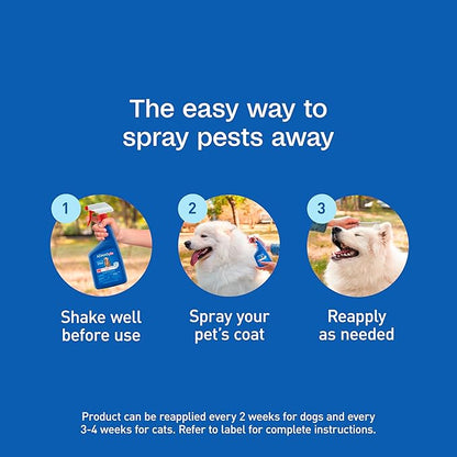 ADAMS Plus Flea & Tick Dog and Cat Spray, Kills Fleas & Ticks, Repels Mosquitoes, Prevents Flea Infestations for up to 2 Months, Flea Treatment for Dogs, Cats, Puppies, & Kittens, 32 Fl oz