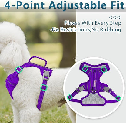 BARKBAY Dog Harness No Pull Oxford with ID Tag Pocket - Heavy Duty, Reflective, Easy Control for Large Dogs(Purple Oxford,XS)