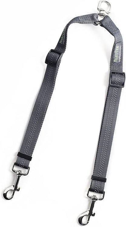 Mighty Paw Double Dog Leash - Double Leash for Two Dogs No Tangle Design. Split Lead for 2 Pets. Adjustable to Fit All Sized Breeds. Reflective Dual Pet Lead for People with Multiple Pups