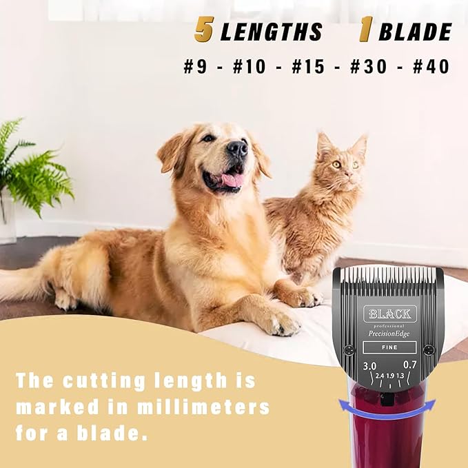 5-in-1 Replacement Clipper Blade, Detachable & Adjustable Dog Grooming Blade Compatible with Wahl Arco, Bravura, Chromado, Creativa, Figura, Motion & SuperGroom (Black 2 Pack)