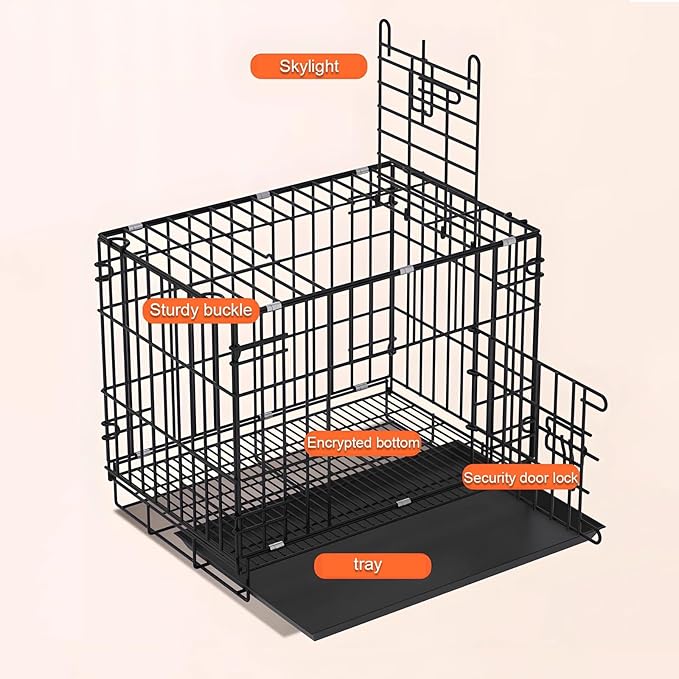 Dog Crate, Foldable Dog Crate, Animal Pen, Dog Crates for Medium Dogs, Indoor Folding Pet Crate with Tray, Large Space, Suitable for Home, Apartment(Pink,61 * 42 * 50cm)