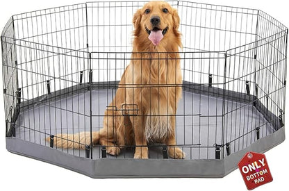 PJYuCien Dog Playpen Bottom Pad, Fits 24 Inch 8 Panels Regular Octagon Metal Exercise Pet Pen, Elastic Buckles Connections, Grey (Note: Fence Not Included)