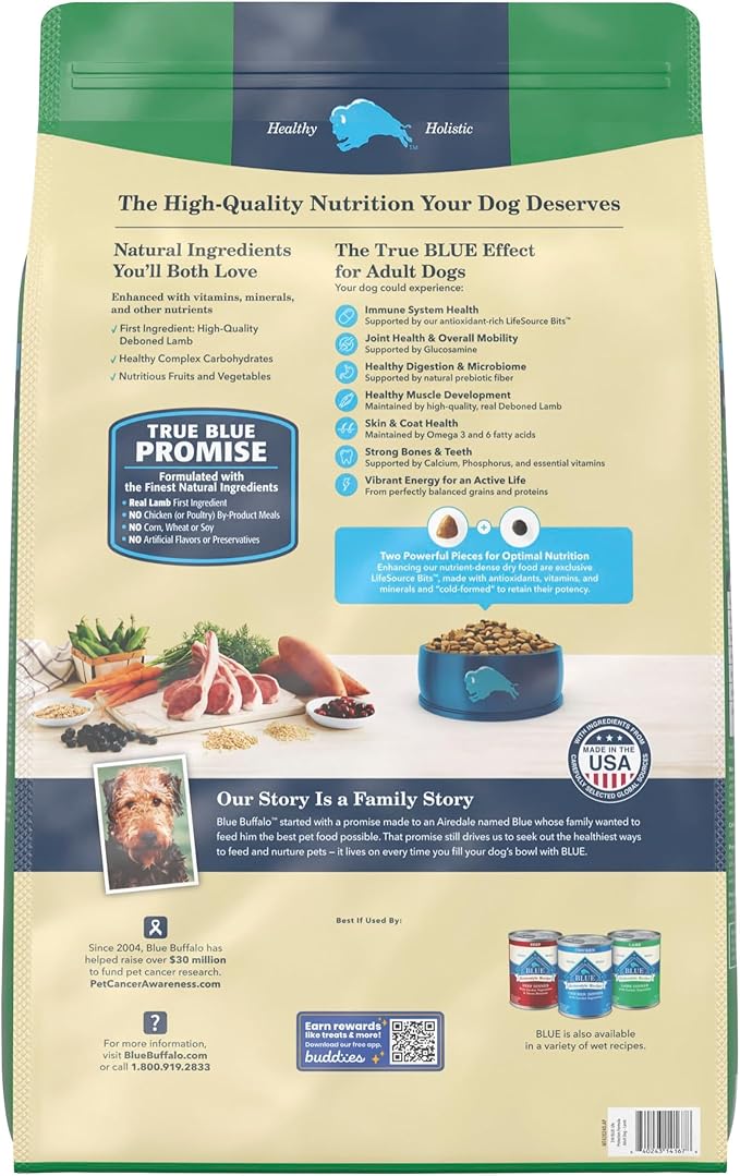 Blue Buffalo Life Protection Formula Adult Dry Dog Food, Helps Build and Maintain Strong Muscles, Made with Natural Ingredients, Lamb & Brown Rice Recipe, 24-lb. Bag