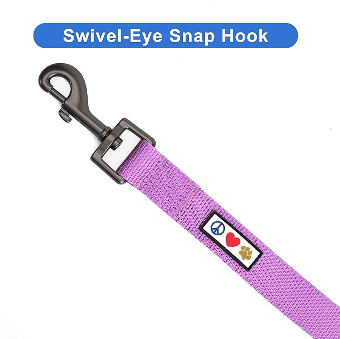 Pawtitas Solid 6 ft Orchid Dog Leash XS/S Custom Name and Phone Embroidery Strong Nylon Leash for Small Breeds