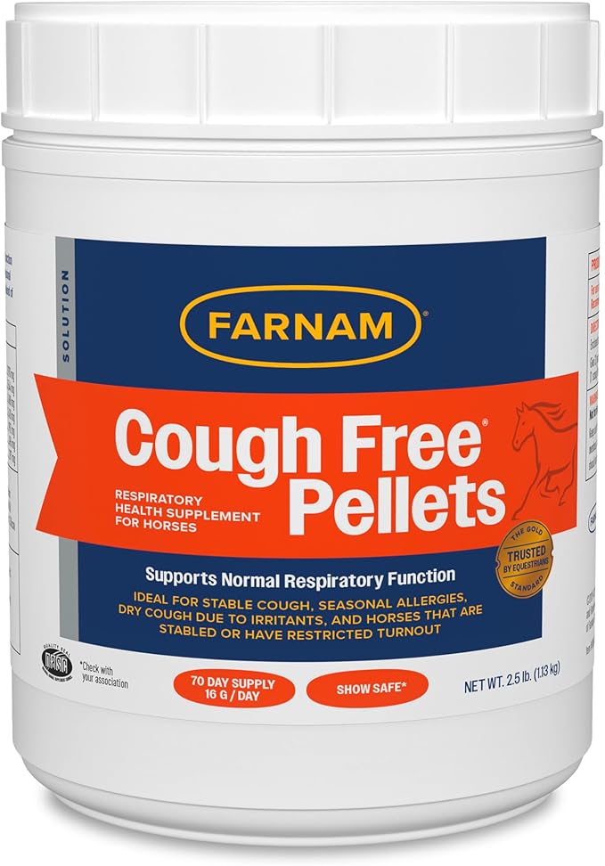 Farnam Cough Free Horse Supplement Pellets, Respiratory Support for Seasonal Allergies, Stable Cough, Lung Support Supplement, Show Safe, Herbal Formula, 2.5 lbs, 70-Day Supply