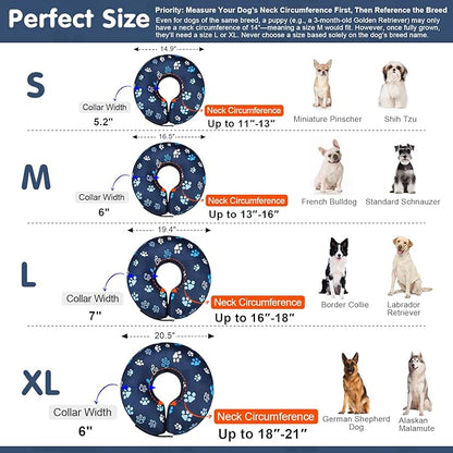 BEAUTYZOO Dog Cone Alternative After Surgery for Large Medium Small Dogs, Soft Inflatable Cone Collar for Dogs Cats, Pet Neck Donut E Collar Dog Recovery Collars to Stop Licking, Black Suit, S
