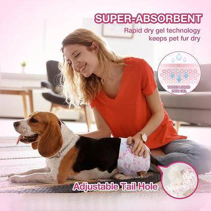 Dono Disposable Dog Diapers Female, Super Absorbent Doggie Diaper, Rapid-Dry Gel Technology Puppy Diapers, Leak-Proof Fit for Cat Doggy in Heat, Excitable Urination, Incontinence, XX-Small