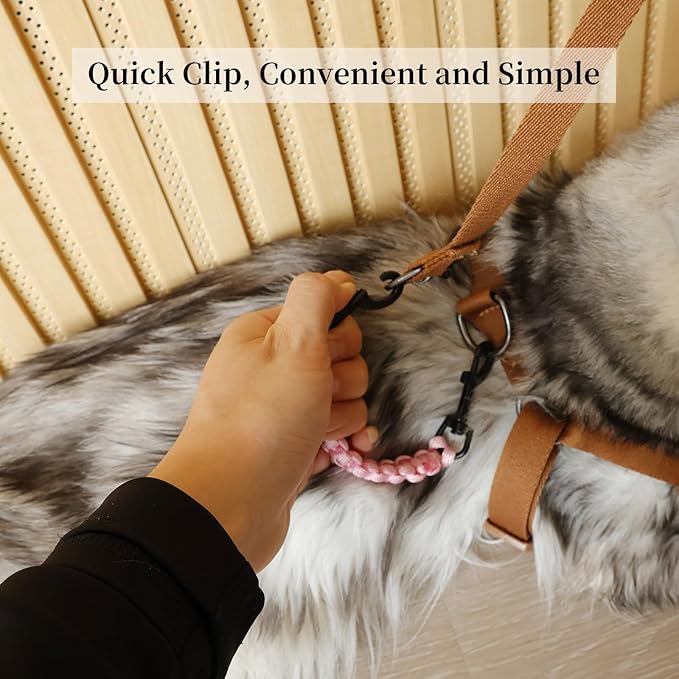 2 PCS Dog Collar Safety Clips, Backup Clip Connector, Prong Collar, Dual Clasps Rotating Buckle for Small and Medium Dogs (Pink)