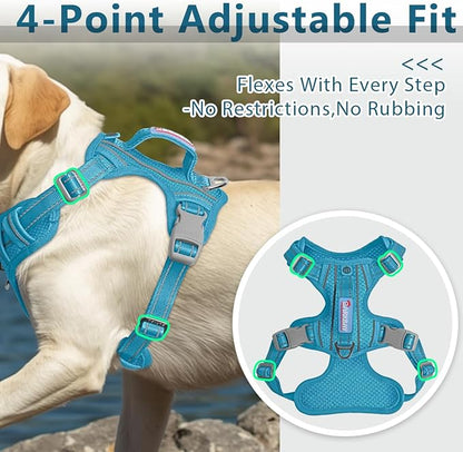 BARKBAY Dog Harness No Pull with ID Tag Pocket - Heavy Duty, Reflective, Easy Control for Large Dogs(Ocean Blue,XL)