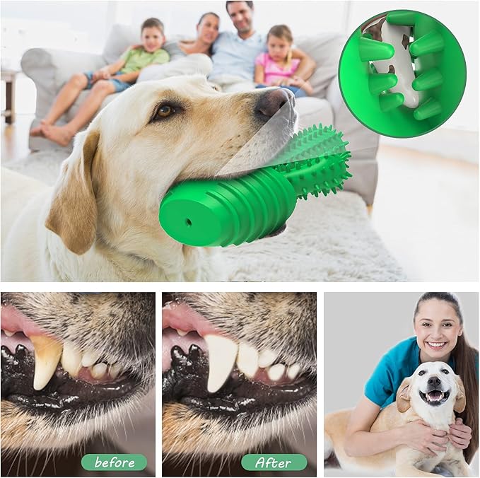 Pamlulu Dog Chew Toys Dog Toothbrush Stick Teeth Cleaning Brush Dental for Medium Large Dog, Puppy Christmas Easter Birthday Gifts, Outdoor Squeaky Toys for Aggressive Chewers Interactive Tough Toys