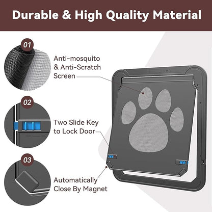 Dog Screen Door with Magnetic Closure Pet Screen Door for Sliding Screen Door/Window Lockable Door for Dog