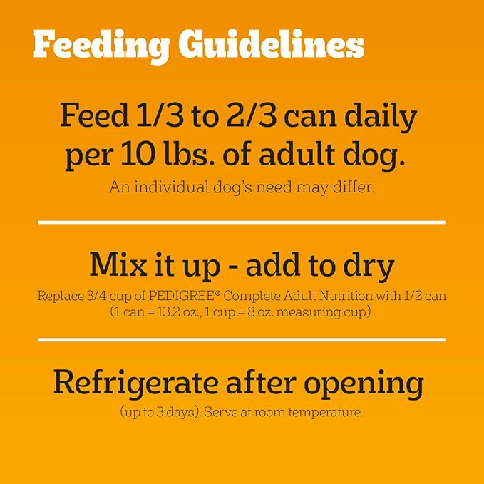 Pedigree Chopped Ground Dinner Wet Dog Food Chicken & Beef Variety Pack, Canned Dog Food, 13.2 oz. Cans (24 Count, Pack of 1)