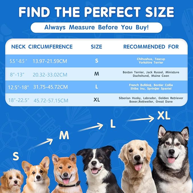 Soft Dog Cone Alternative - Adjustable Recovery Collar for Post-Surgery, Neck Donut E-Collar for Small Medium Large Dogs, Comfy Elizabethan Substitute，S 5.5"-8.5"