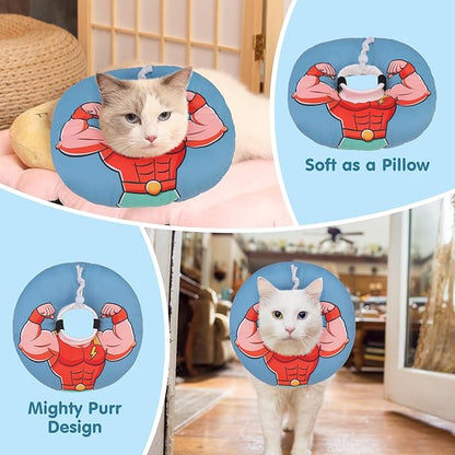 BEAUTYZOO Cat Cone Collars Soft, Cat Recovery E Collars After Surgery to Stop Licking, Adjustable Elizabeth Circle Collar Cute Pet Donut Pillow for Cats Kitten Small Dogs, Dark Blue M