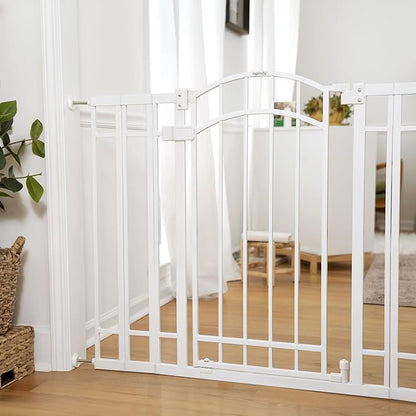 Ingenuity Decorative Extra Tall Baby Gate & Dog Gate, 28.5"-48" Wide, 36" Tall, Hardware or Pressure Mounted, Install on Top or Bottom of Stairs, Banister, or Doorway - White