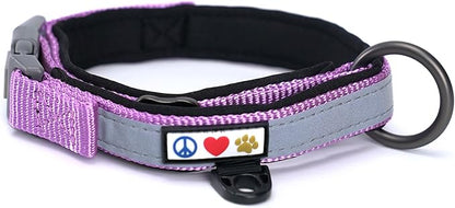 Pawtitas Lumberjack Padded Martingale Collar for Dogs | Soft Neoprene Dog Collar for Your pet's Comfort Made with Reflective Band for Maximum Visibility | Fits Small and Large Pets - Large Orchid
