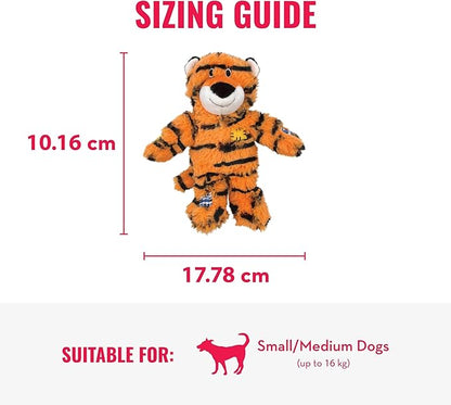 KONG Wild Knots Tiger Dog Toy (Small/Medium) Durable Internal Knotted Rope, Minimal Stuffing for Less Mess – Soft Plush Chew Toy for Dogs