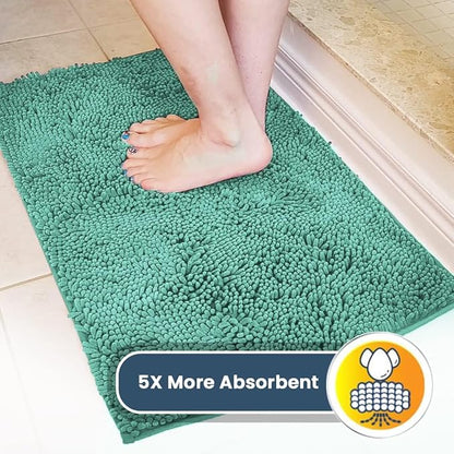 Muddy Mat® | Super Absorbent Door Mat Indoor, Microfiber Quick Dry Chenille Entryway Rug, Non-Slip Front Door Mat, Indoor Mats for Entryway, Machine Washable Pet Rug, Seafoam Green 36" x 120"