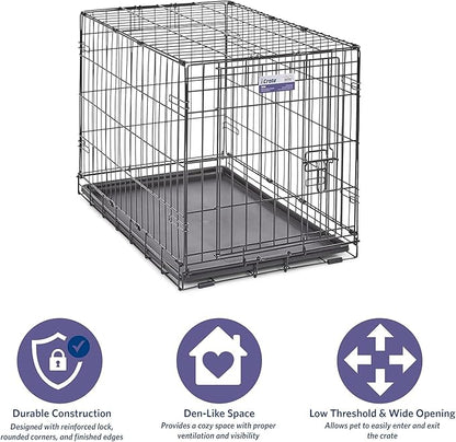 MidWest Homes for Pets 30-Inch iCrate for Medium Breeds, 21-40 lbs, Single Door Folding Dog Crate with Divider Panel, Leak-Proof Tray & Secure Latch, Portable, Durable & Easy to Assemble