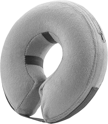 PAWRELIEF Soft Inflatable Dog Cat Cone Collar – Pet Recovery & Protective Dog Neck Collar for Large Dogs Cats to Prevent Scratching, Licking (Gray, Large)