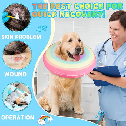 Inflatable Dog Cone Collar Alternative After Surgery, Soft Donut Neck Cone for Yorkshire Pomeranian Small Dogs & Adult Cat, etc, Comfortable Protective E Collar Recovery Cone Not Block Vision