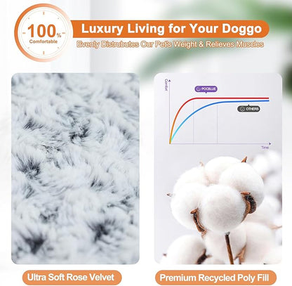 POCBLUE Deluxe Washable Dog Bed for Medium/Large Dogs Dog Crate Mat 29 Inch Comfy Fluffy Kennel Pad Anti-Slip for Dogs Up to 40 lbs, 29"x19", Grey