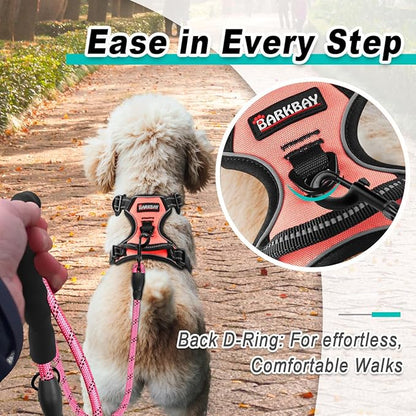 BARKBAY Dog Harness No Pull for Small Dogs - Adjustable, Reflective, Comfortable, No Choke, Heavy-Duty - Perfect for Outdoor Training, Walking, and Hiking - Strong & Durable - XS & Light Pink