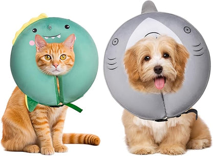 Dog Cone Inflatable Widen Dog Neck Donut Collar, Soft Cone Alternative After Surgery for Large Medium Small Dogs to Stop Licking, Dinosaur, X-Large